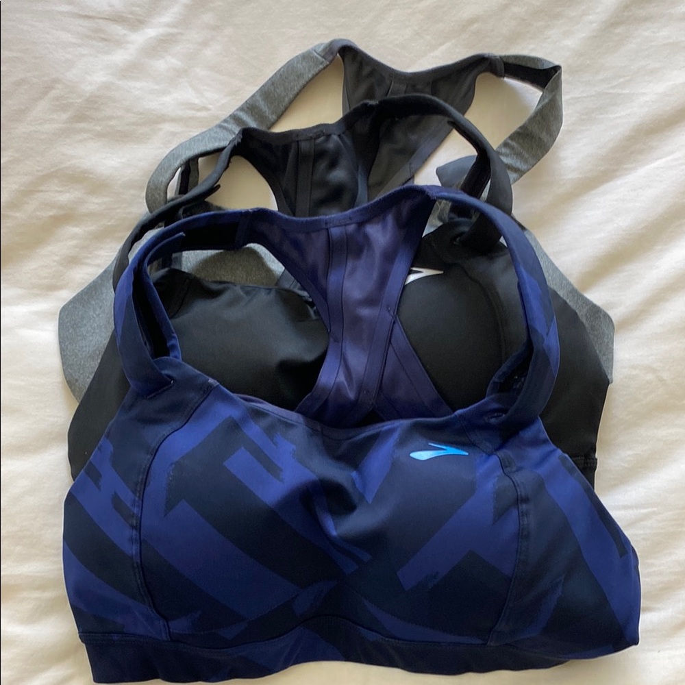 Brooks Blue and Black Sports Bras for High Impact